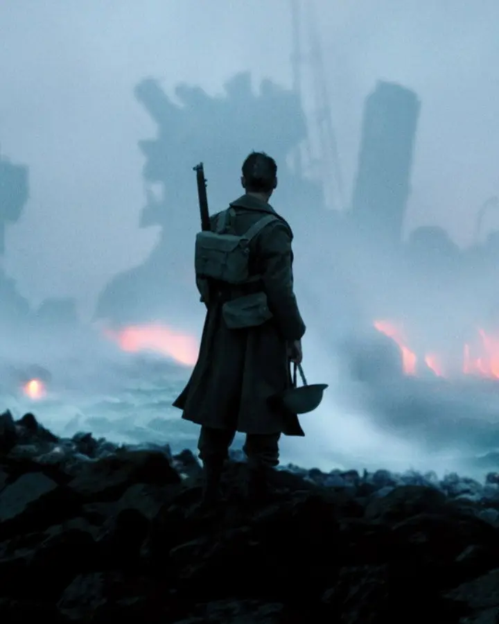 A soldier on the beach in Dunkirk