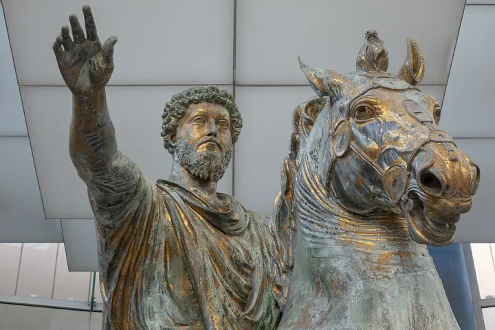The bronze equestrian statue of Marcus Aurelius in the Capitoline Museums
