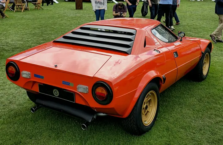 An orange Lancia Stratos HF Stradale
